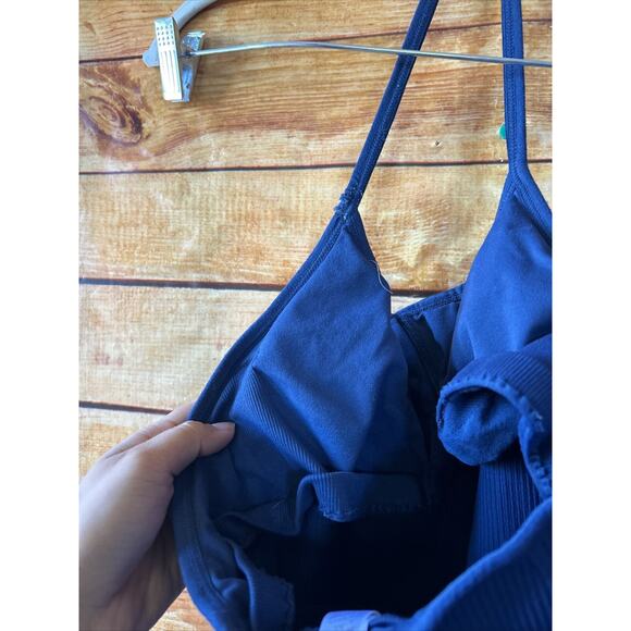 Madewell Seamless Halter Biker Unitard Size Large- XL in Classic Indigo - Picture 6 of 10